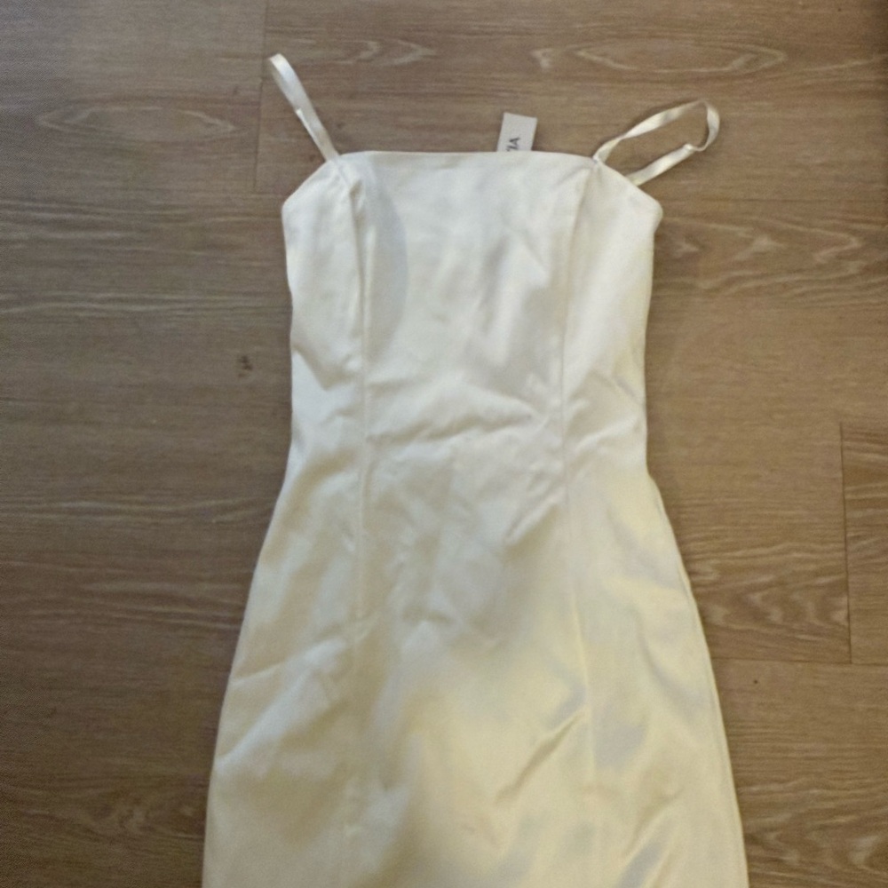 aritzia satin white mini dress 00